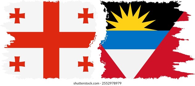 Antigua and Barbuda and Georgia grunge flags connection, vector