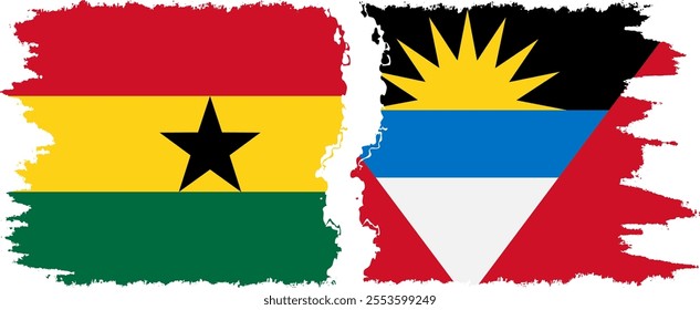 Antigua and Barbuda and Ghana grunge flags connection, vector