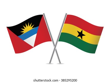Antigua and Barbuda and Ghanaian flags. Vector illustration.