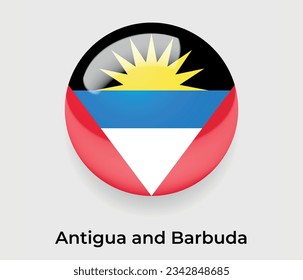 Antigua y Barbuda lustroso bandera nacional burbuja forma redonda icono ilustración vectorial vidrio