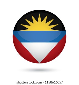Antigua and Barbuda glossy round button. Vector Illustration EPS10.