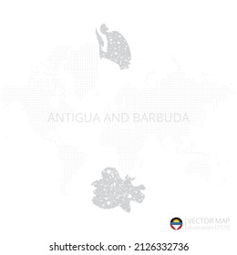 Antigua and Barbuda grey map isolated on white background with abstract mesh line and point scales. Vector illustration eps 10