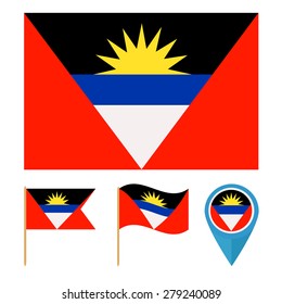 Antigua and Barbuda, icons for design with reference to a particular country. flag from the same series