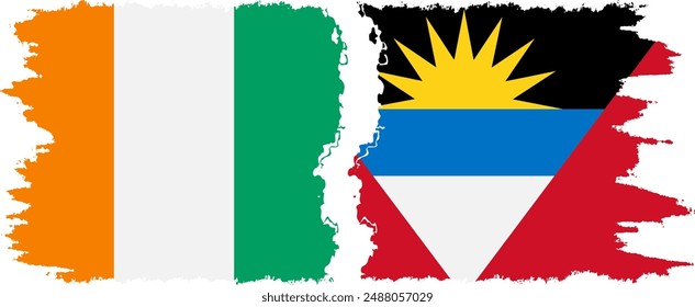 Antigua and Barbuda and Ivory Coast grunge flags connection, vector