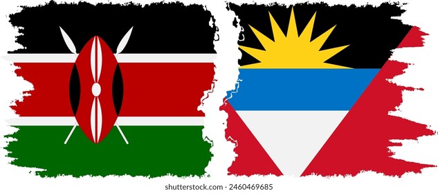 Antigua and Barbuda and Kenya grunge flags connection, vector