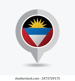 Antigua and Barbuda Location Pin Icon Vector Illustration