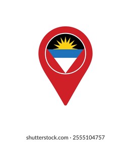 Antigua and Barbuda location pin with national flag