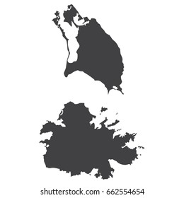 Antigua and Barbuda map in black on a white background. Vector illustration
