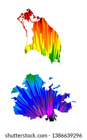 Antigua and Barbuda - map is designed rainbow abstract colorful pattern, Antigua and Barbuda island map made of color explosion,
