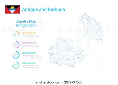 Antigua and Barbuda map with elements of infographics template. Vector eps10.