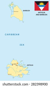 Antigua And Barbuda Map With Flag