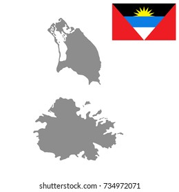 Antigua and Barbuda Map and flag -  High detailed isolated vector illustration