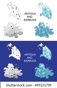Antigua and Barbuda map in geometric polygonal style. Abstract gems triangle.