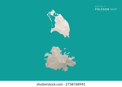 Antigua and Barbuda Map - Green and Gray Polygon Vector Illustration, Low Poly Geometric Design with Clean Minimal Style on Solid Background for Infographic Use.