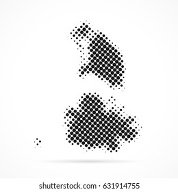Antigua and Barbuda map in halftone. Dotted illustration isolated on a white background.
Vector illustration.