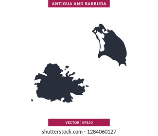 Antigua and Barbuda Map. High Detailed Silhouette Map Vector.
