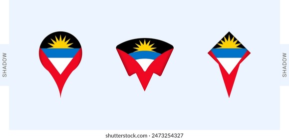 Antigua and Barbuda Map Markers Set. Perfect for projects related to Antigua and Barbuda, travel, geography, and international representation. Vector collection.