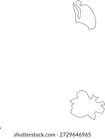 Antigua und Barbuda Karte Form Kontur isoliert einfache Vektorgrafik auf transparentem Hintergrund.