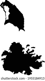 Antigua Barbuda Karte, Silhouette, Vektorgrafik einzeln auf weißem Hintergrund
