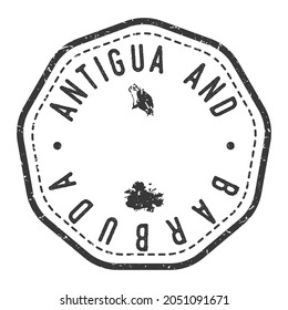 Antigua and Barbuda Map Stamp Retro Postmark. Silhouette Postal Passport. Seal Round Vector Icon. Badge Vintage Postage Design.