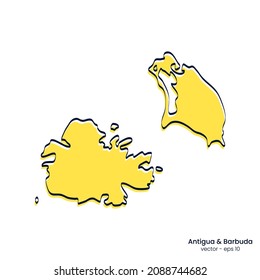 Antigua and Barbuda map vector illustration template design. Outline style.
