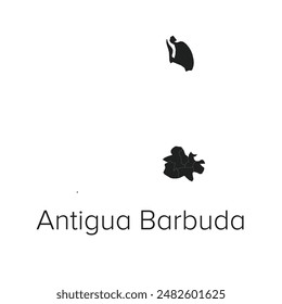 Antigua Barbuda Map Vector Illustration - Silhouette, Outline, Antigua Barbuda Travel and Tourism Map