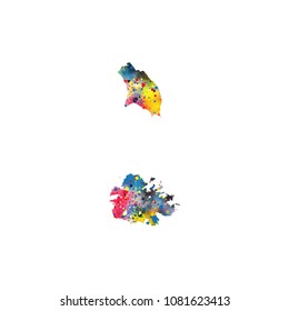 antigua and barbuda map water colors Design of flag colors vector Illustration