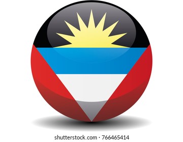 Antigua and Barbuda national circle button flag background texture. Vector illustration.
