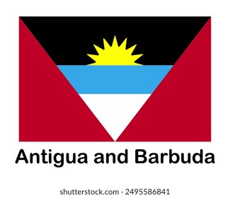 Antigua and Barbuda national flag. Banner, state symbol, flagpole.