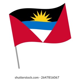 Bandeira nacional de Antígua e Barbuda salta com mastro