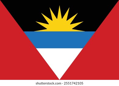 Antigua and Barbuda national flag. A rectangular Antigua and Barbuda flag icon vector illustration. Standard Size.