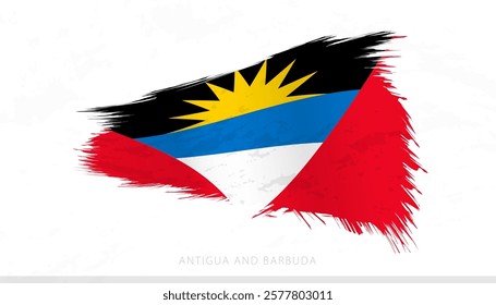 Antigua and Barbuda National Flag with Textured Brush Strokes. Artistic Brush Stroke Design.