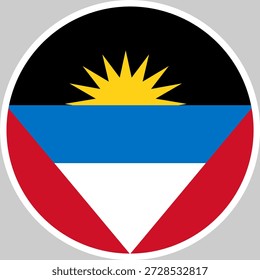 Antigua und Barbuda National Flag Vektorgrafik in Kreisform, hochwertiges Design