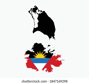 Antigua and Barbuda National Map with flag illustration