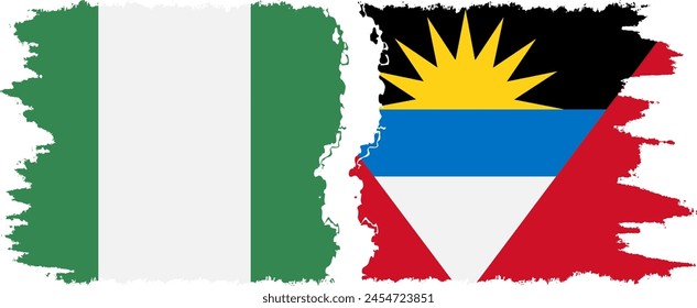 Antigua and Barbuda and Nigeria   grunge flags connection, vector