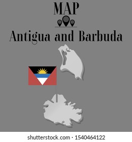 Antigua and Barbuda  outline world map silhouette vector illustration, creative design background, national flag of country, from countries of all continents perfect set. 