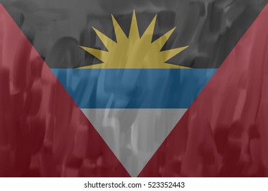 Antigua and Barbuda painted / drawn vector flag. Dramatic, unusual look. Vector file contains flag and texture layers