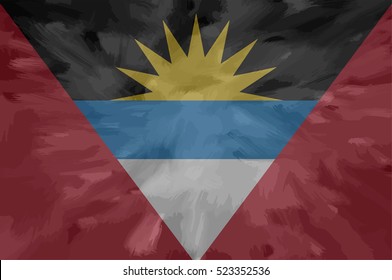 Antigua and Barbuda painted / drawn vector flag. Dramatic, unusual look. Vector file contains flag and texture layers