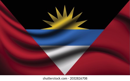 Antigua and Barbuda Realistic waving Flag Design. Vector illustration. It will be used for background, texture or banner.