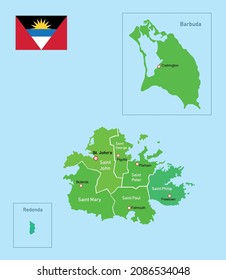 Karte mit Vektorbild Antigua und Barbuda