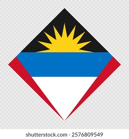 Antigua and Barbuda rhombus flag. Vector illustration.