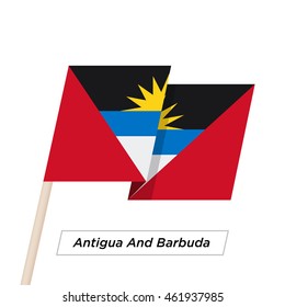 Antigua And Barbuda Ribbon Waving Flag Isolated on White. Vector Illustration. Antigua and Barbuda, St. John's, Caribbean Flag with Sharp Corners