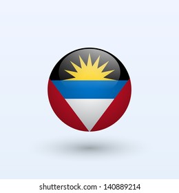 Antigua and Barbuda round flag. Vector illustration.