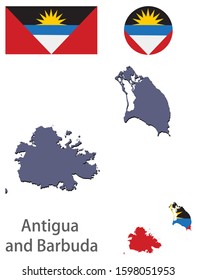 Antigua and Barbuda silhouette and flag vector illustration