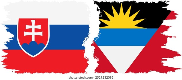 Antigua and Barbuda and Slovakia grunge flags connection, vector