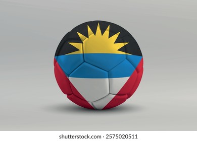 Antigua and Barbuda soccer ball featuring the national flag design on a gray background