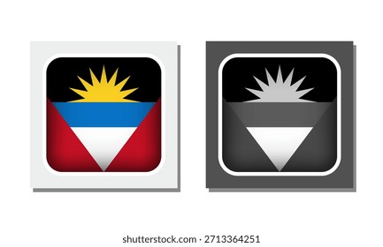 Antigua und Barbuda Quadratische abgerundete Flagge Symbol