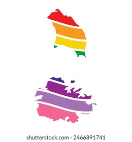 Antigua and Barbuda swoosh silhouette rainbow map