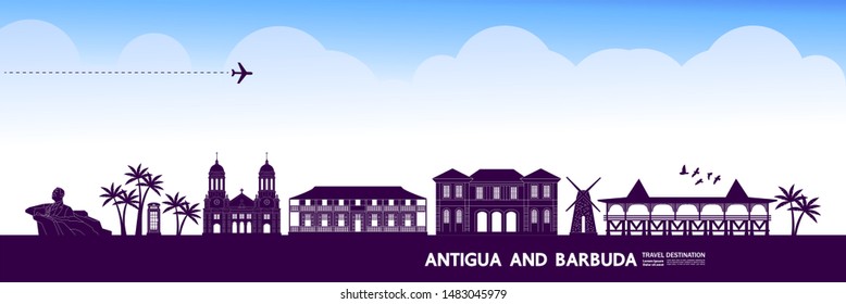 Antigua and Barbuda travel destination grand vector illustration.