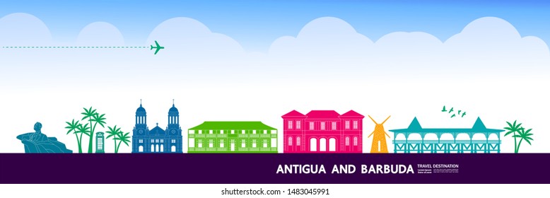 Antigua and Barbuda travel destination grand vector illustration.